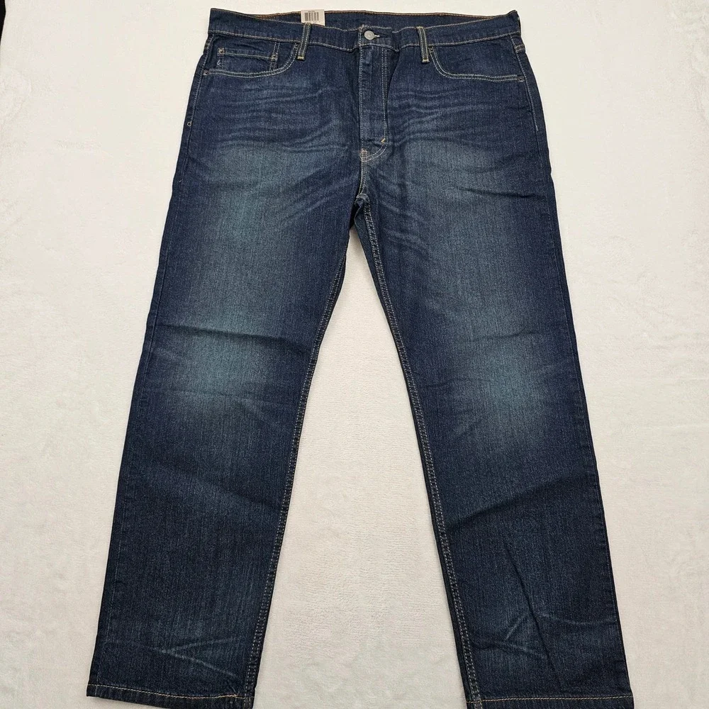 NEW Levi's 502 Taper Jeans Mens 40x29 Dark Blue Stretch Regular Fit Denim Casual